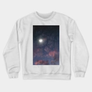 Glowing Moon on the night sky through pink clouds Crewneck Sweatshirt